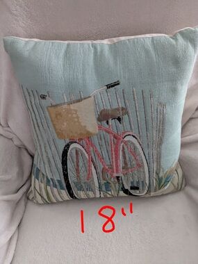Coastal Bicycle Throw Pillow - Light Aqua